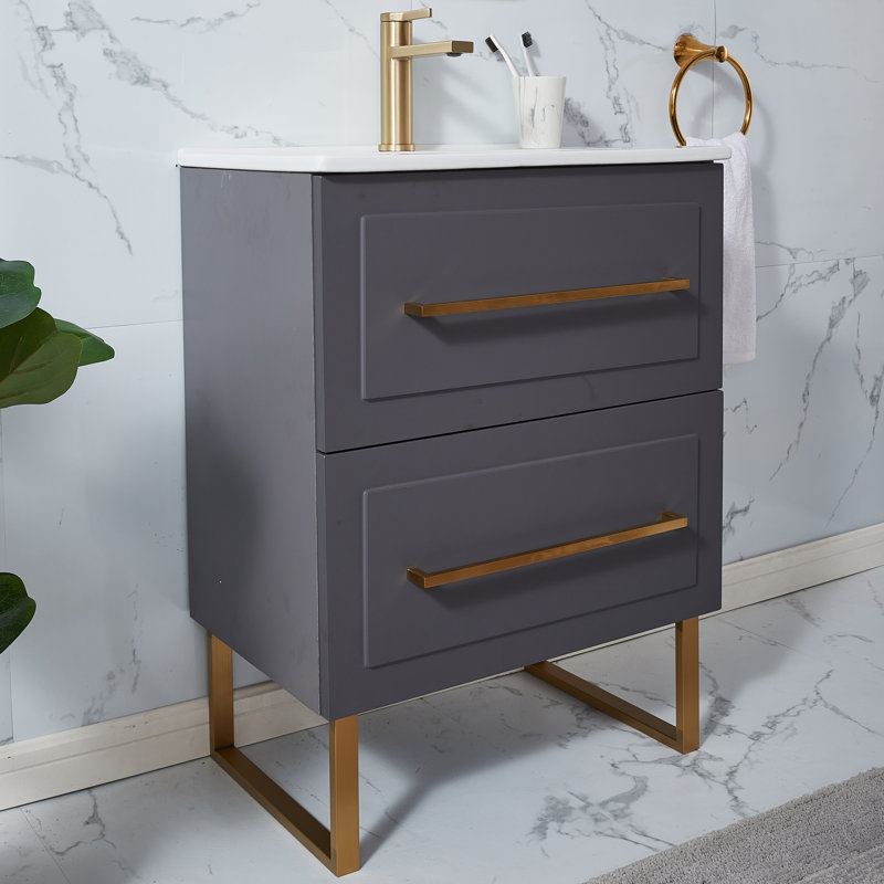 Mercer41 Marylee 24'' Dark Gray Modern Freestanding 2drawer Single